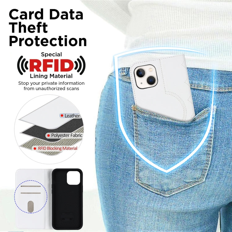 Rhombic MagSafe RFID Anti-Theft Wallet Leather Phone Case, For iPhone 14, For iPhone 14 Plus, For iPhone 14 Pro