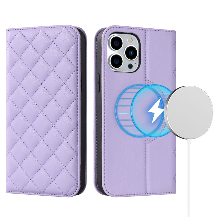 Rhombic MagSafe RFID Anti-Theft Wallet Leather Phone Case, For iPhone 14 Pro Max, For iPhone 13 mini, For iPhone 13