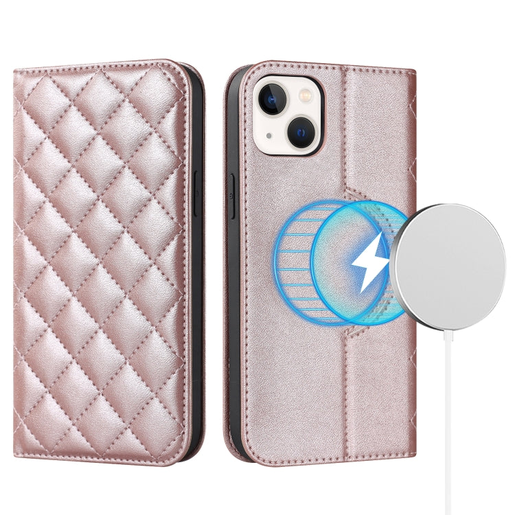 Rhombic MagSafe RFID Anti-Theft Wallet Leather Phone Case, For iPhone 14 Pro Max, For iPhone 13 mini, For iPhone 13