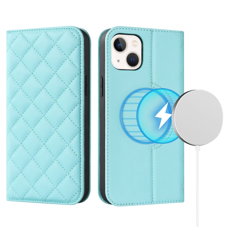 Rhombic MagSafe RFID Anti-Theft Wallet Leather Phone Case, For iPhone 14 Pro Max, For iPhone 13 mini, For iPhone 13