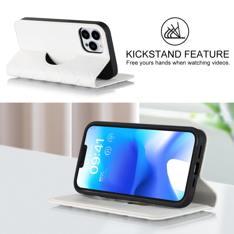 Rhombic MagSafe RFID Anti-Theft Wallet Leather Phone Case, For iPhone 13 Pro, For iPhone 13 Pro Max, For iPhone 12 mini