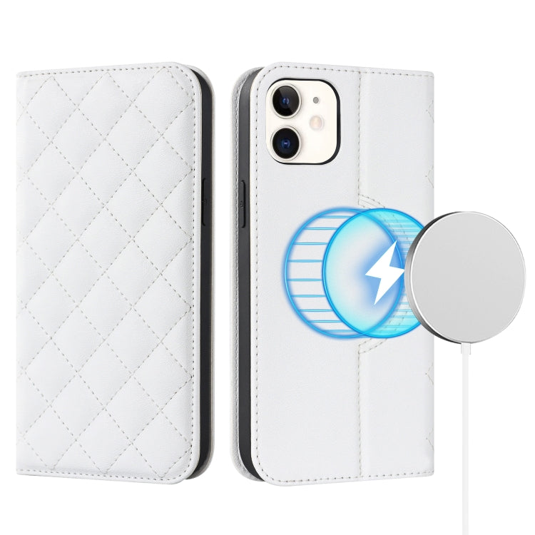 Rhombic MagSafe RFID Anti-Theft Wallet Leather Phone Case, For iPhone 13 Pro, For iPhone 13 Pro Max, For iPhone 12 mini