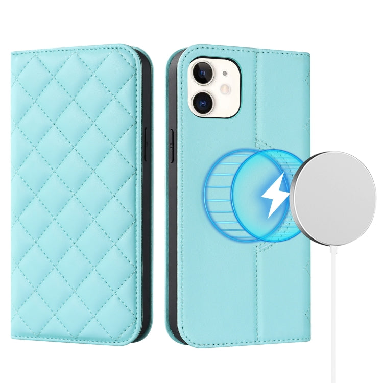 Rhombic MagSafe RFID Anti-Theft Wallet Leather Phone Case, For iPhone 13 Pro, For iPhone 13 Pro Max, For iPhone 12 mini