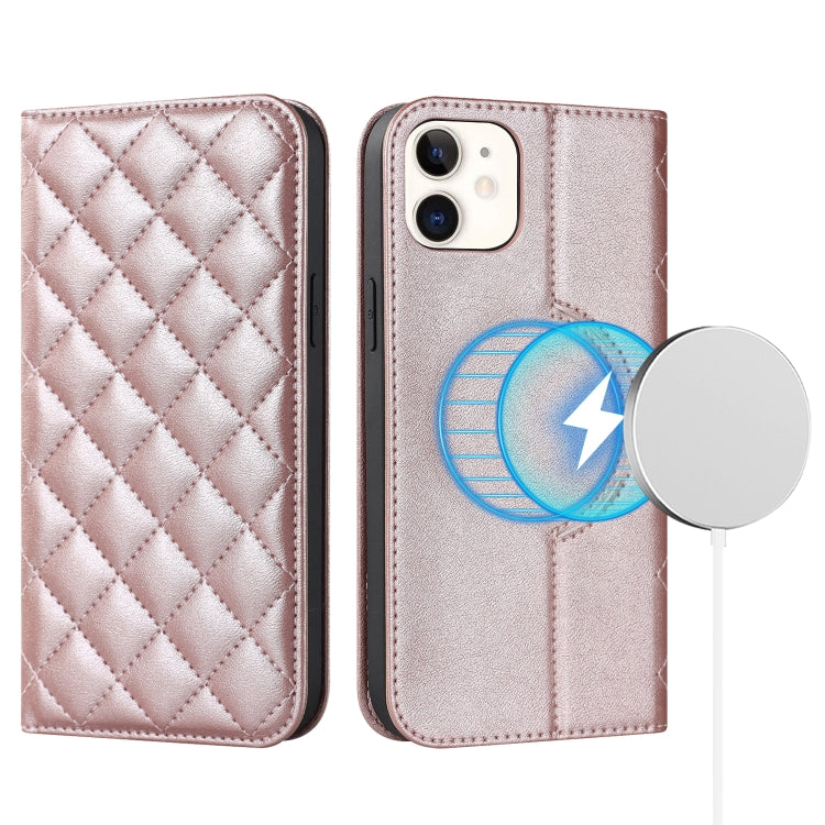 Rhombic MagSafe RFID Anti-Theft Wallet Leather Phone Case, For iPhone 13 Pro, For iPhone 13 Pro Max, For iPhone 12 mini