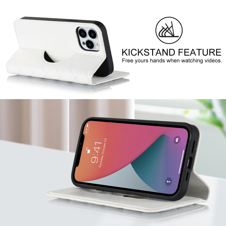 Rhombic MagSafe RFID Anti-Theft Wallet Leather Phone Case, For iPhone 12 / 12 Pro, For iPhone 12 Pro Max