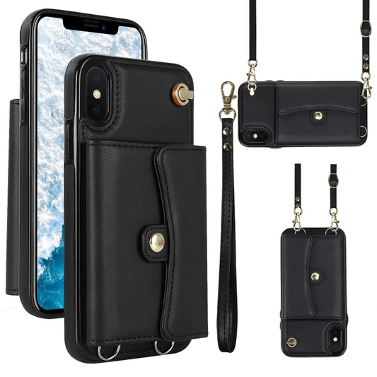 RFID Card Slot Phone Case with Long Lanyard, For iPhone XS Max, For iPhone 8 Plus / 7 Plus, For iPhone XR