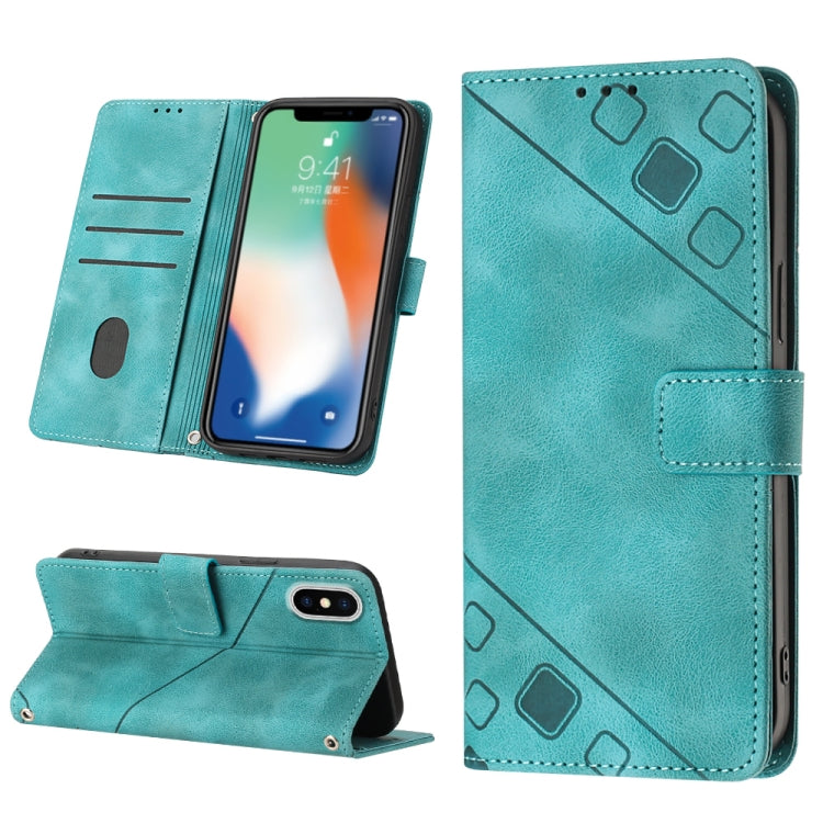 Skin-feel Embossed Leather Phone Case, For iPhone X / XS, For iPhone XR, For iPhone XS Max, For iPhone SE 2022 / 2020 / 7 / 8