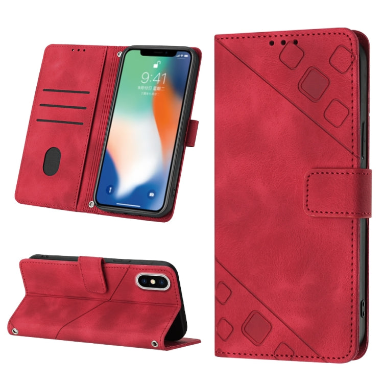 Skin-feel Embossed Leather Phone Case, For iPhone X / XS, For iPhone XR, For iPhone XS Max, For iPhone SE 2022 / 2020 / 7 / 8