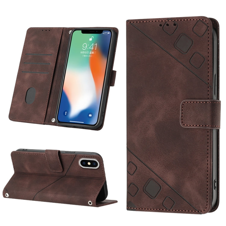 Skin-feel Embossed Leather Phone Case, For iPhone X / XS, For iPhone XR, For iPhone XS Max, For iPhone SE 2022 / 2020 / 7 / 8