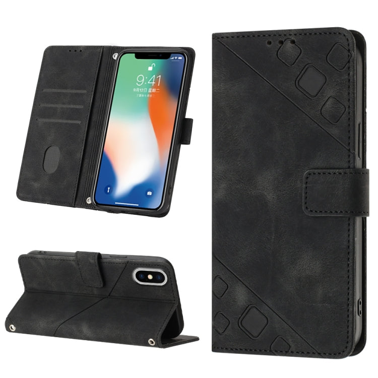 Skin-feel Embossed Leather Phone Case, For iPhone X / XS, For iPhone XR, For iPhone XS Max, For iPhone SE 2022 / 2020 / 7 / 8