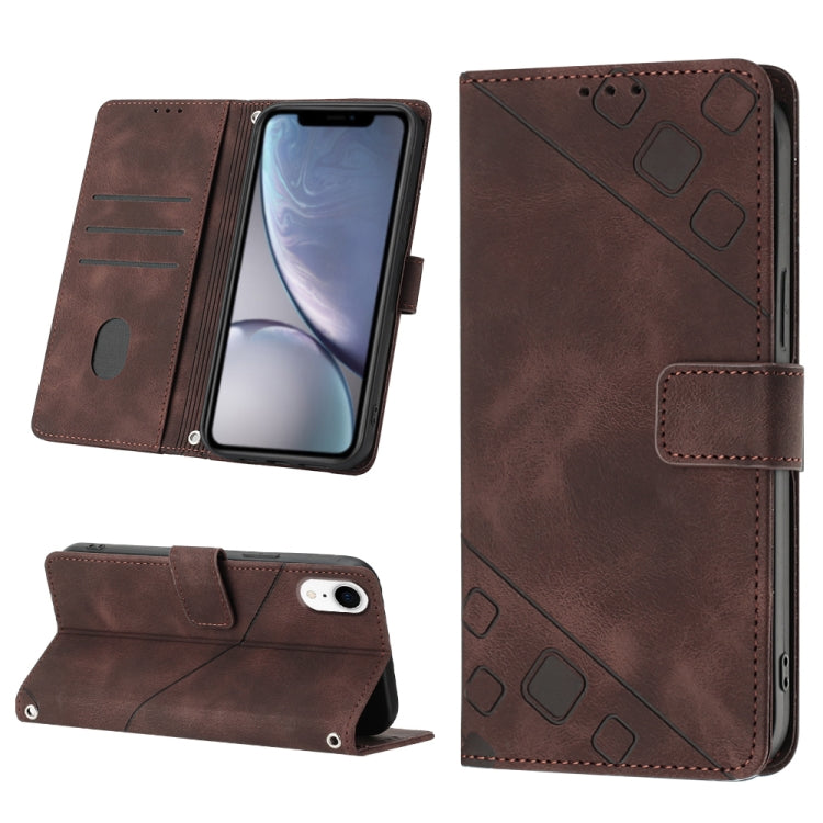 Skin-feel Embossed Leather Phone Case, For iPhone X / XS, For iPhone XR, For iPhone XS Max, For iPhone SE 2022 / 2020 / 7 / 8