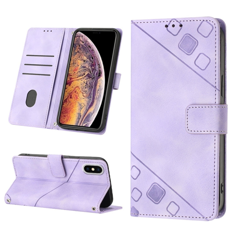 Skin-feel Embossed Leather Phone Case, For iPhone X / XS, For iPhone XR, For iPhone XS Max, For iPhone SE 2022 / 2020 / 7 / 8