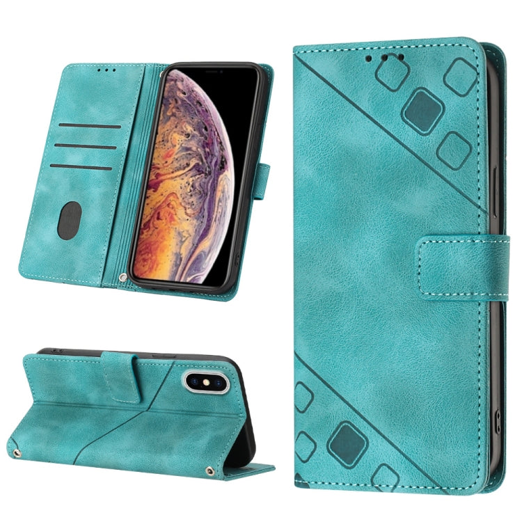 Skin-feel Embossed Leather Phone Case, For iPhone X / XS, For iPhone XR, For iPhone XS Max, For iPhone SE 2022 / 2020 / 7 / 8