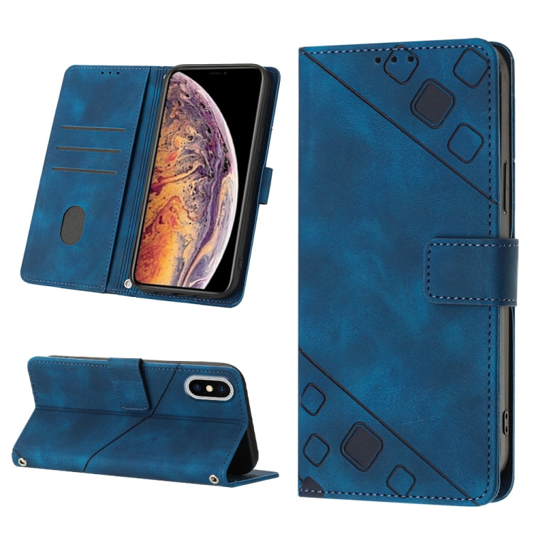 Skin-feel Embossed Leather Phone Case, For iPhone X / XS, For iPhone XR, For iPhone XS Max, For iPhone SE 2022 / 2020 / 7 / 8