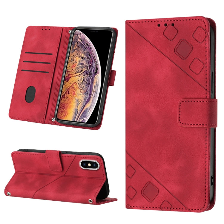 Skin-feel Embossed Leather Phone Case, For iPhone X / XS, For iPhone XR, For iPhone XS Max, For iPhone SE 2022 / 2020 / 7 / 8