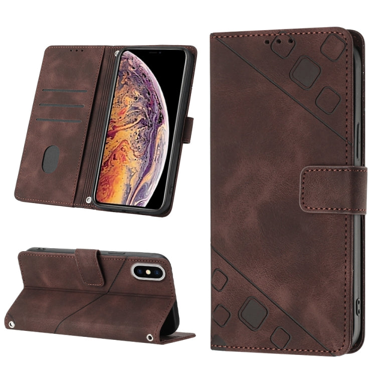 Skin-feel Embossed Leather Phone Case, For iPhone X / XS, For iPhone XR, For iPhone XS Max, For iPhone SE 2022 / 2020 / 7 / 8
