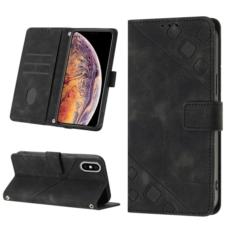 Skin-feel Embossed Leather Phone Case, For iPhone X / XS, For iPhone XR, For iPhone XS Max, For iPhone SE 2022 / 2020 / 7 / 8