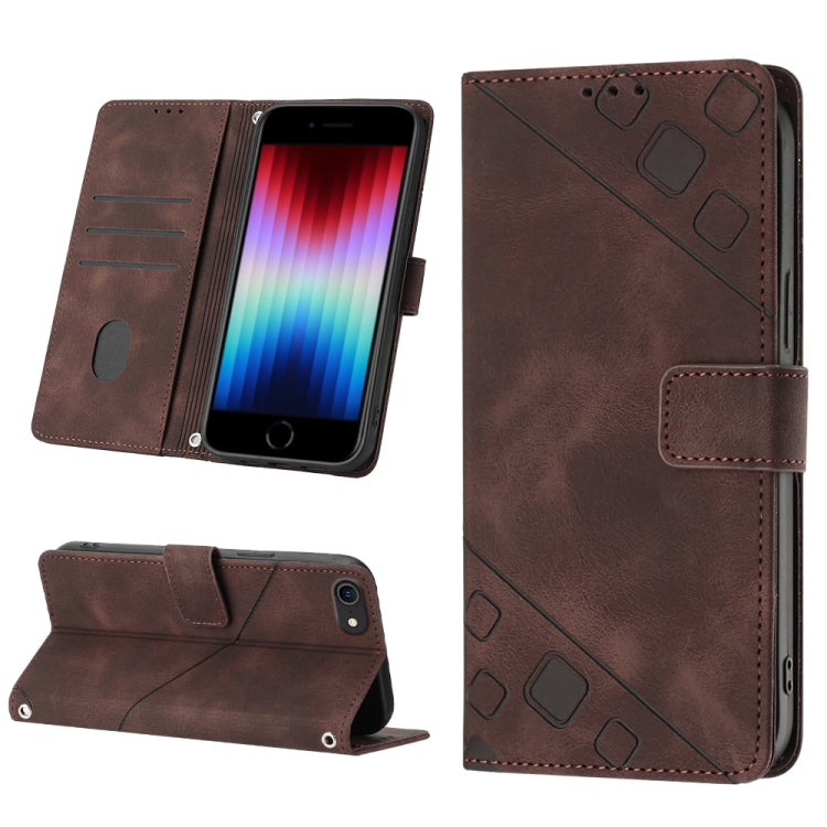 Skin-feel Embossed Leather Phone Case, For iPhone X / XS, For iPhone XR, For iPhone XS Max, For iPhone SE 2022 / 2020 / 7 / 8