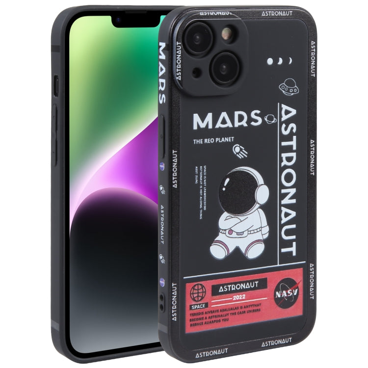 Astronaut Pattern Silicone Straight Edge Phone Case, For iPhone 14, For iPhone 14 Plus, For iPhone 14 Pro