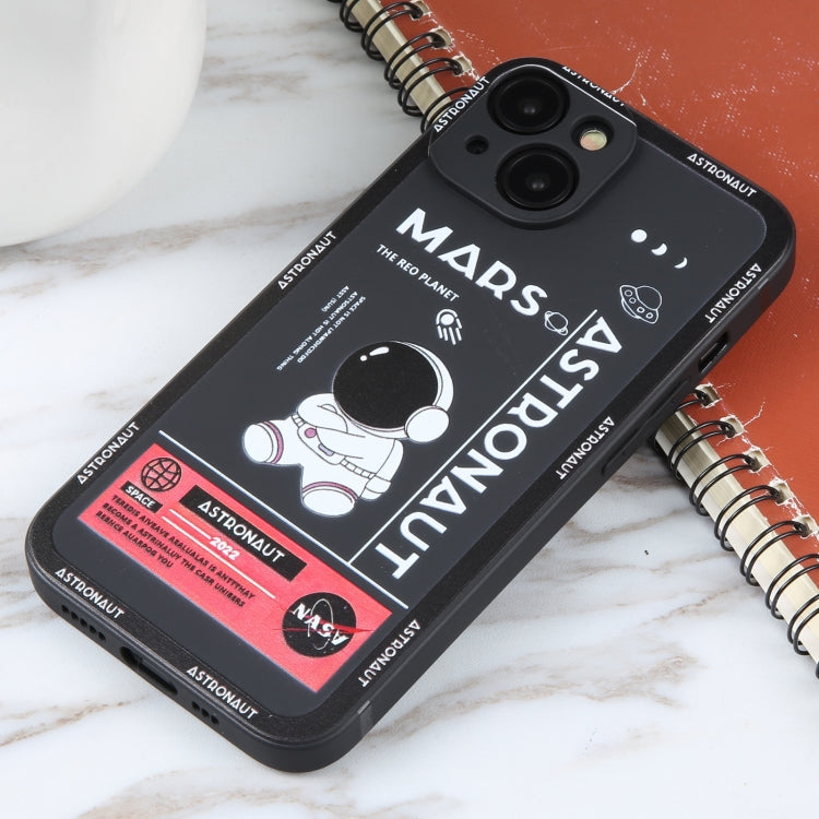 Astronaut Pattern Silicone Straight Edge Phone Case, For iPhone 14, For iPhone 14 Plus, For iPhone 14 Pro