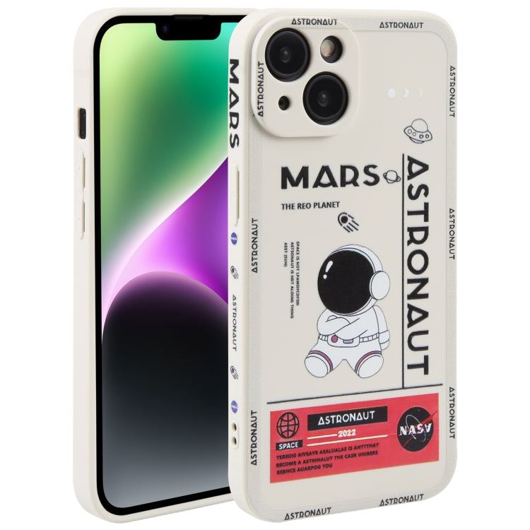 Astronaut Pattern Silicone Straight Edge Phone Case, For iPhone 14, For iPhone 14 Plus, For iPhone 14 Pro