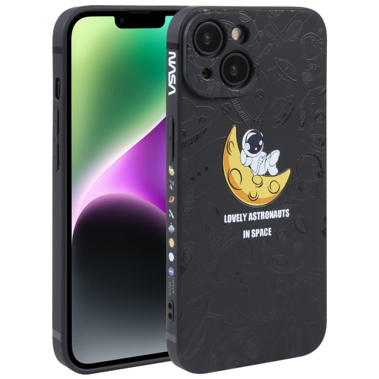 Astronaut Pattern Silicone Straight Edge Phone Case, For iPhone 14, For iPhone 14 Plus, For iPhone 14 Pro