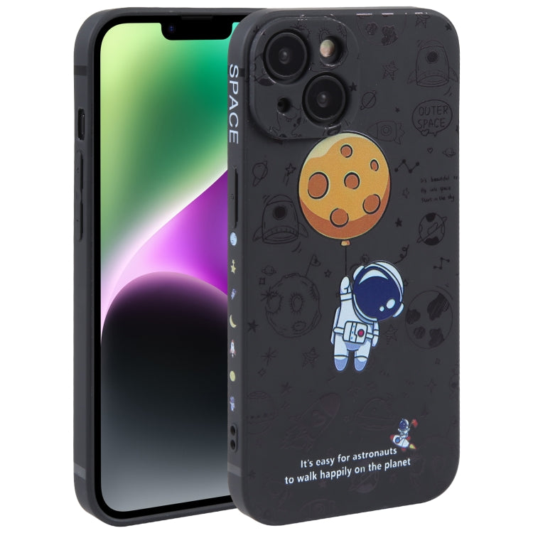 Astronaut Pattern Silicone Straight Edge Phone Case, For iPhone 14, For iPhone 14 Plus, For iPhone 14 Pro