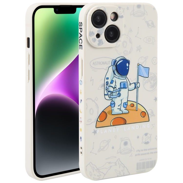 Astronaut Pattern Silicone Straight Edge Phone Case, For iPhone 14, For iPhone 14 Plus, For iPhone 14 Pro