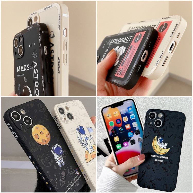 Astronaut Pattern Silicone Straight Edge Phone Case, For iPhone 14, For iPhone 14 Plus, For iPhone 14 Pro