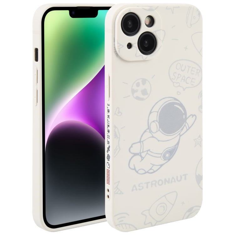 Astronaut Pattern Silicone Straight Edge Phone Case, For iPhone 14, For iPhone 14 Plus, For iPhone 14 Pro