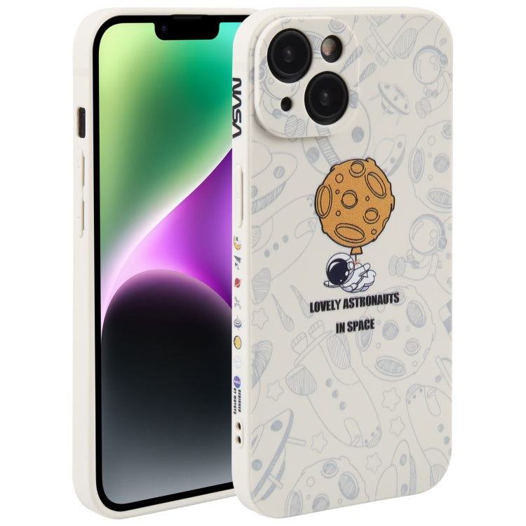 Astronaut Pattern Silicone Straight Edge Phone Case, For iPhone 14, For iPhone 14 Plus, For iPhone 14 Pro