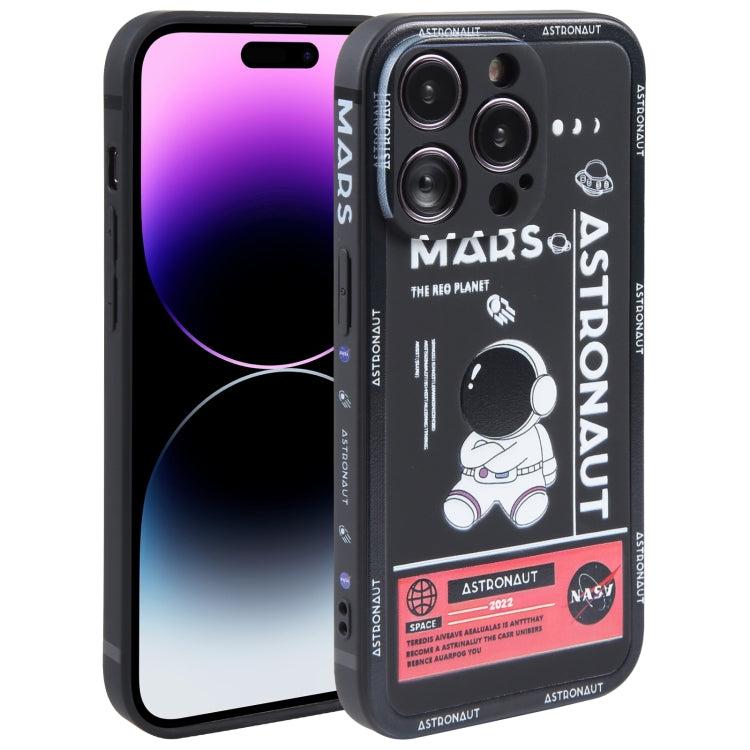 Astronaut Pattern Silicone Straight Edge Phone Case, For iPhone 14, For iPhone 14 Plus, For iPhone 14 Pro