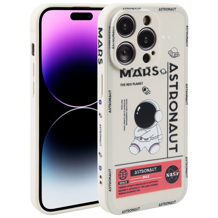 Astronaut Pattern Silicone Straight Edge Phone Case, For iPhone 14, For iPhone 14 Plus, For iPhone 14 Pro