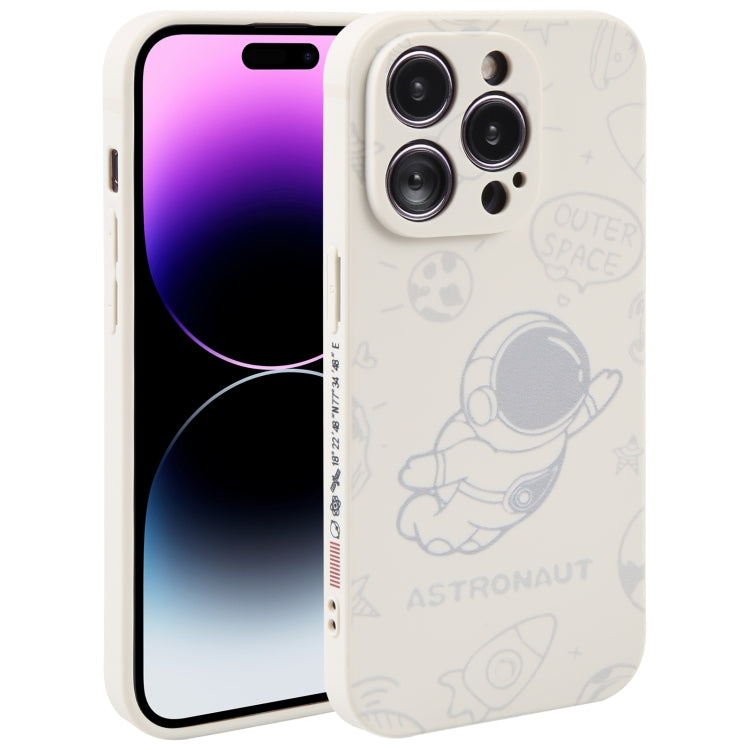 Astronaut Pattern Silicone Straight Edge Phone Case, For iPhone 14, For iPhone 14 Plus, For iPhone 14 Pro
