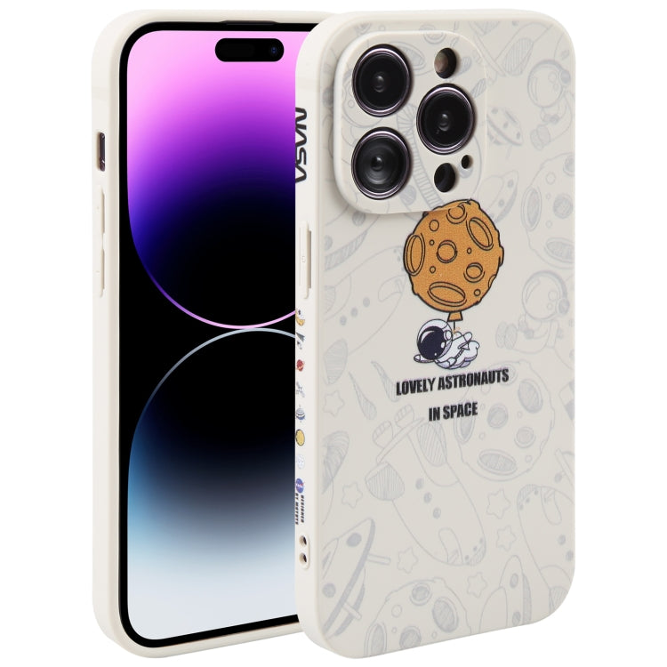 Astronaut Pattern Silicone Straight Edge Phone Case, For iPhone 14, For iPhone 14 Plus, For iPhone 14 Pro