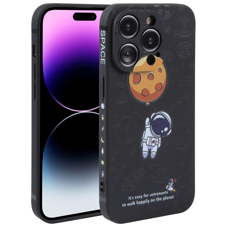 Astronaut Pattern Silicone Straight Edge Phone Case, For iPhone 14, For iPhone 14 Plus, For iPhone 14 Pro