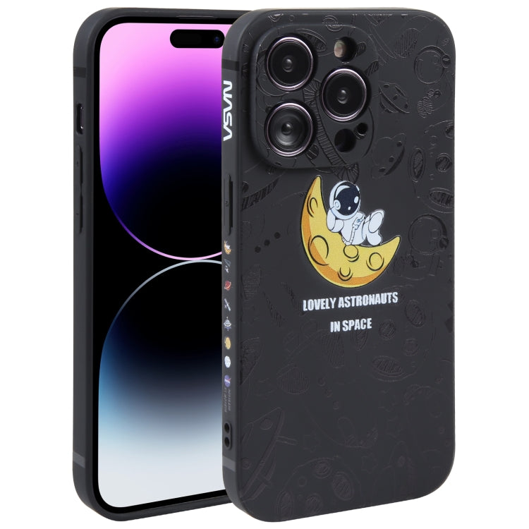 Astronaut Pattern Silicone Straight Edge Phone Case, For iPhone 14 Pro Max, For iPhone 13, For iPhone 13 Pro