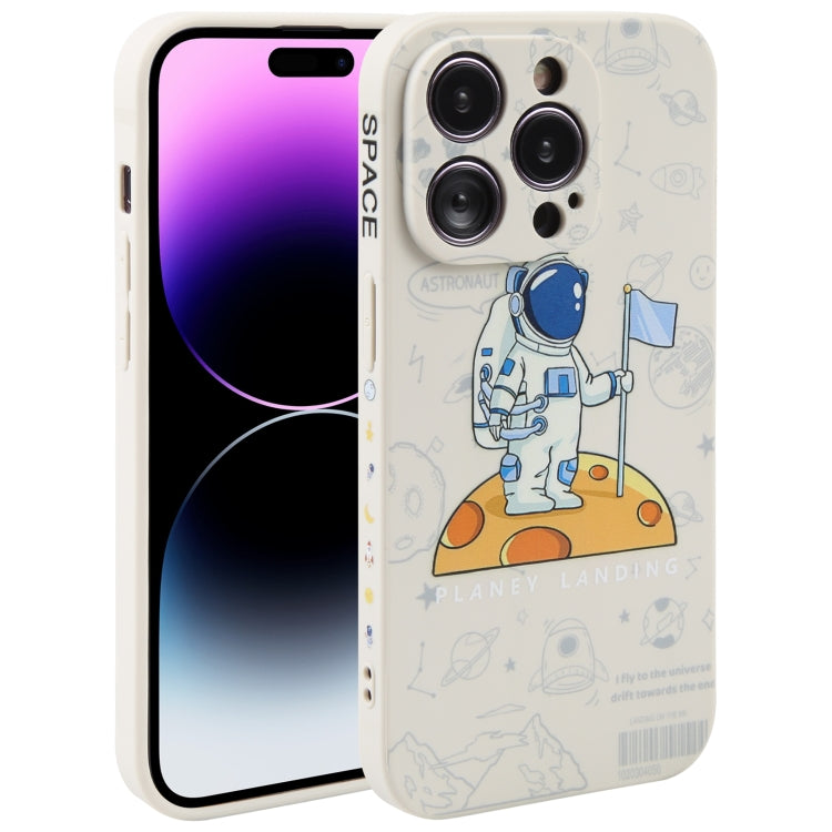 Astronaut Pattern Silicone Straight Edge Phone Case, For iPhone 14 Pro Max, For iPhone 13, For iPhone 13 Pro