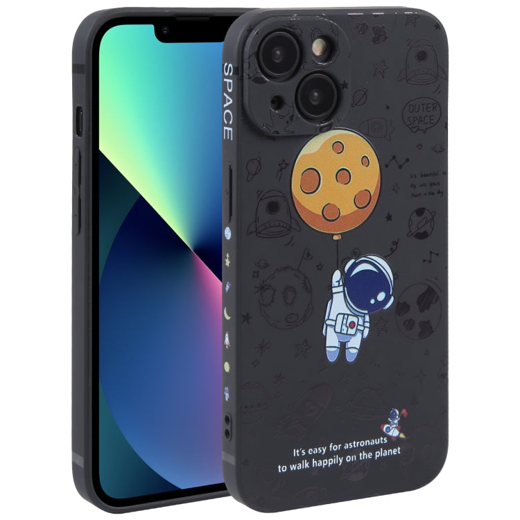 Astronaut Pattern Silicone Straight Edge Phone Case, For iPhone 14 Pro Max, For iPhone 13, For iPhone 13 Pro