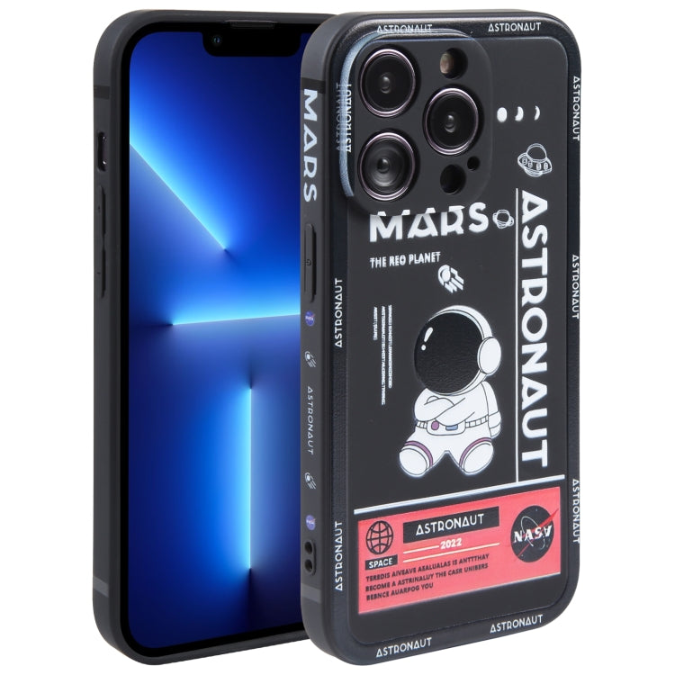 Astronaut Pattern Silicone Straight Edge Phone Case, For iPhone 14 Pro Max, For iPhone 13, For iPhone 13 Pro