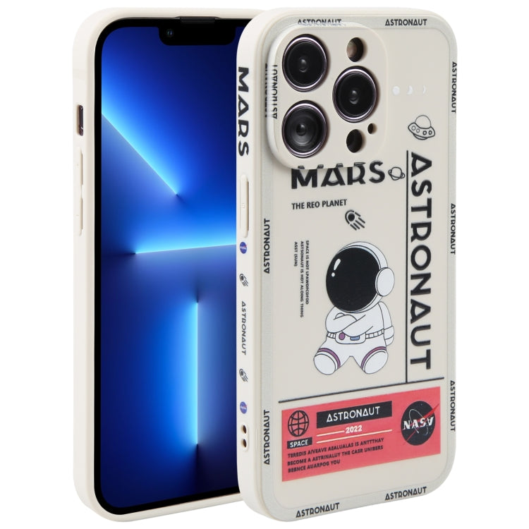 Astronaut Pattern Silicone Straight Edge Phone Case, For iPhone 14 Pro Max, For iPhone 13, For iPhone 13 Pro