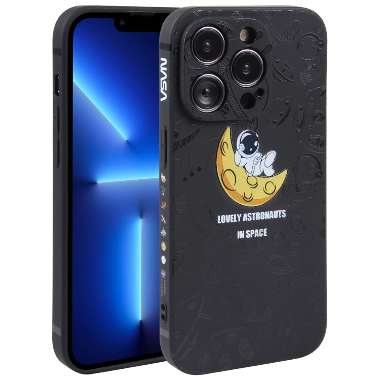 Astronaut Pattern Silicone Straight Edge Phone Case, For iPhone 14 Pro Max, For iPhone 13, For iPhone 13 Pro