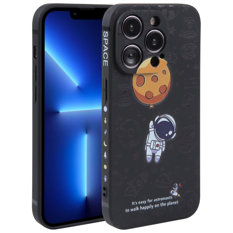 Astronaut Pattern Silicone Straight Edge Phone Case, For iPhone 14 Pro Max, For iPhone 13, For iPhone 13 Pro
