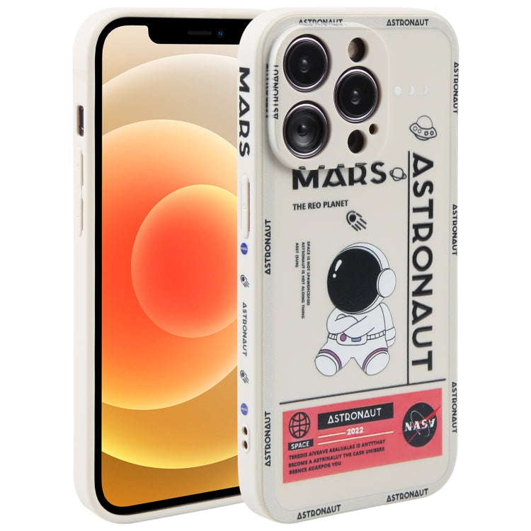 Astronaut Pattern Silicone Straight Edge Phone Case, For iPhone 13 Pro Max, For iPhone 12, For iPhone 12 Pro