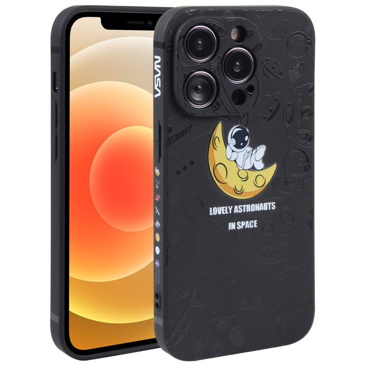 Astronaut Pattern Silicone Straight Edge Phone Case, For iPhone 13 Pro Max, For iPhone 12, For iPhone 12 Pro