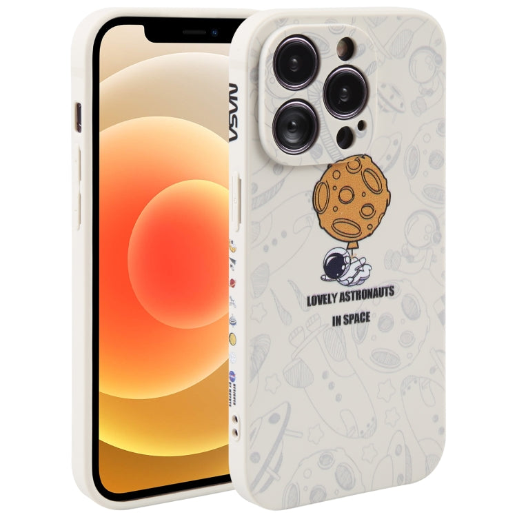 Astronaut Pattern Silicone Straight Edge Phone Case, For iPhone 13 Pro Max, For iPhone 12, For iPhone 12 Pro