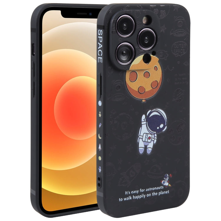 Astronaut Pattern Silicone Straight Edge Phone Case, For iPhone 13 Pro Max, For iPhone 12, For iPhone 12 Pro