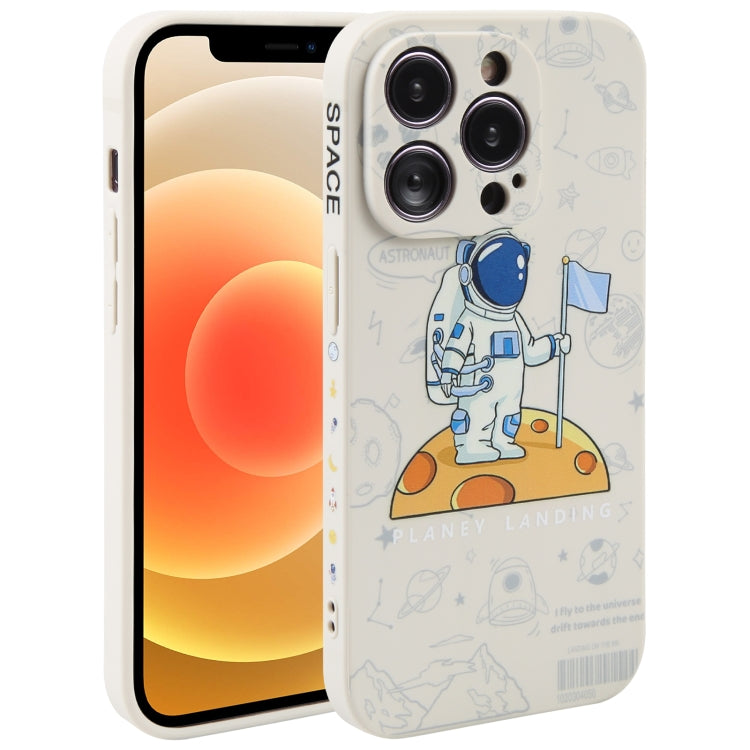 Astronaut Pattern Silicone Straight Edge Phone Case, For iPhone 13 Pro Max, For iPhone 12, For iPhone 12 Pro