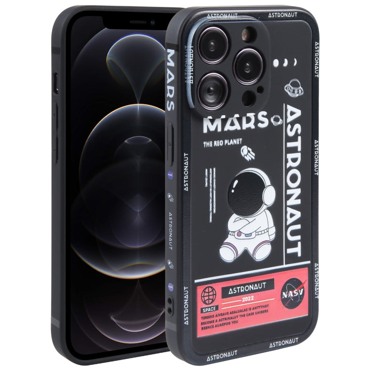 Astronaut Pattern Silicone Straight Edge Phone Case, For iPhone 13 Pro Max, For iPhone 12, For iPhone 12 Pro