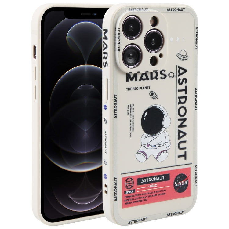 Astronaut Pattern Silicone Straight Edge Phone Case, For iPhone 13 Pro Max, For iPhone 12, For iPhone 12 Pro